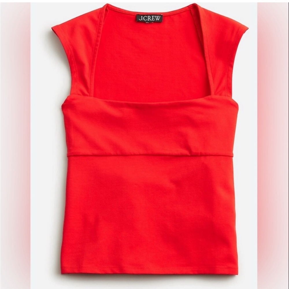 J. Crew Squareneck cap-sleeve top in stretch cotton blend